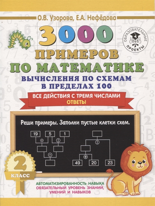 3000 примеров по математике Вычисления по схемам в пределах 100 Все действия с четырьмя числами Ответы 2 класс
3000 примеров по математике Вычисления по схемам в пределах 100 Все действия с четырьмя числами Ответы 2 класс