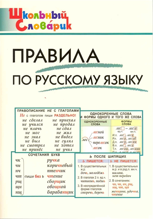 

Правила по русскому языку Начальная школа