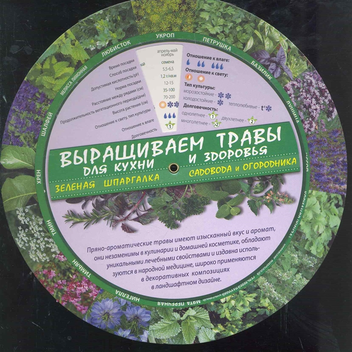 

Выращиваем травы для кухни и здоровья Зеленая шпаргалка садовода и огородника круг Эксмо