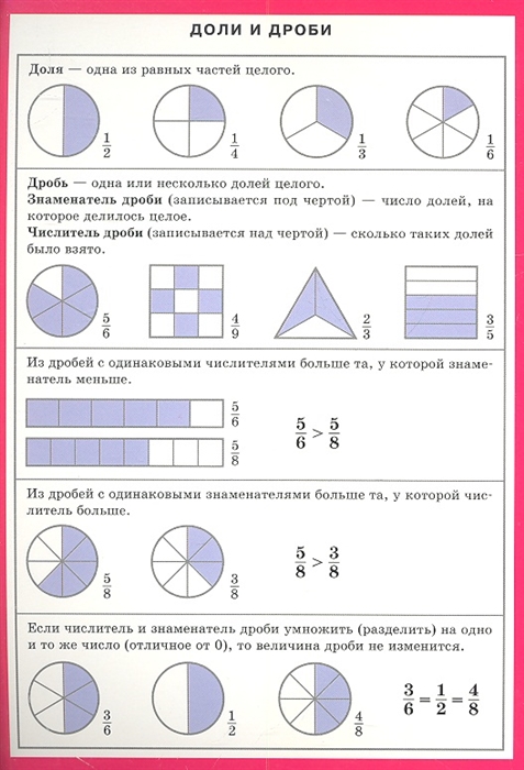 

Доли и дроби Справочные материалы