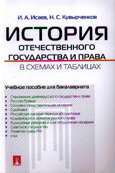 Исаев И., Кувырченков Н. - История отечественного государства и права в схемах и таблицах Учебное пособие для бакалавриата