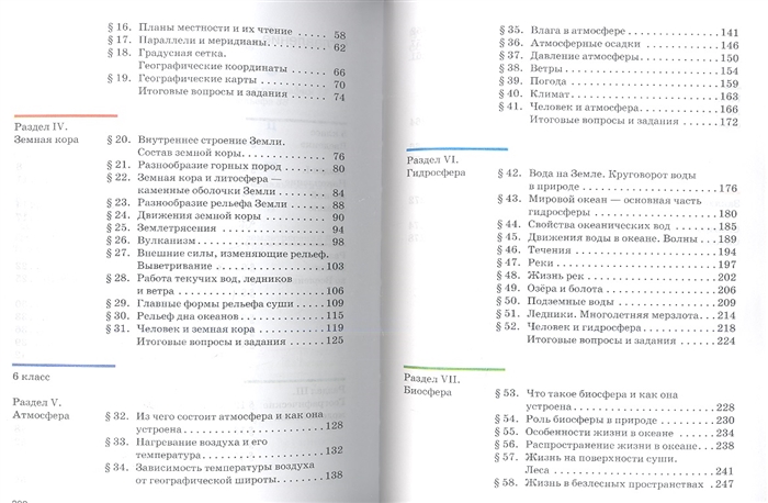 География 6 класс содержание