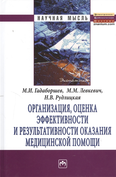 

Организация оценка эффективности и результативности оказания медицинской помощи Монография