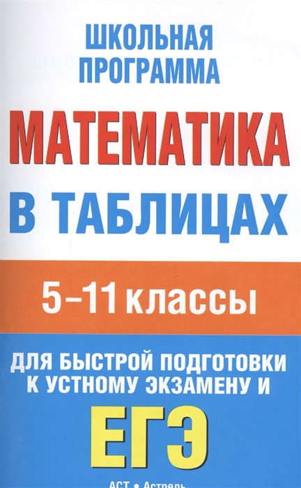 

Математика в таблицах 5-11 классы Для быстрой подготовки к устному экзамену и ЕГЭ