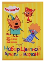 Картон цветной 08цв 08л А4 мелов.+бумага цветная 08цв 08л А4 "Три кота" карт.папка, ассорти Картон цветной 08цв 08л А4 мелов.+бумага цветная 08цв 08л А4 "Три кота" карт.папка, ассорти