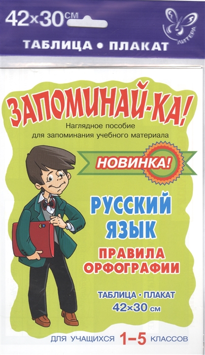 

Русский язык Правила орфографии 1-5 классы Наглядное пособие для запоминания учебного материала Таблица-плакат