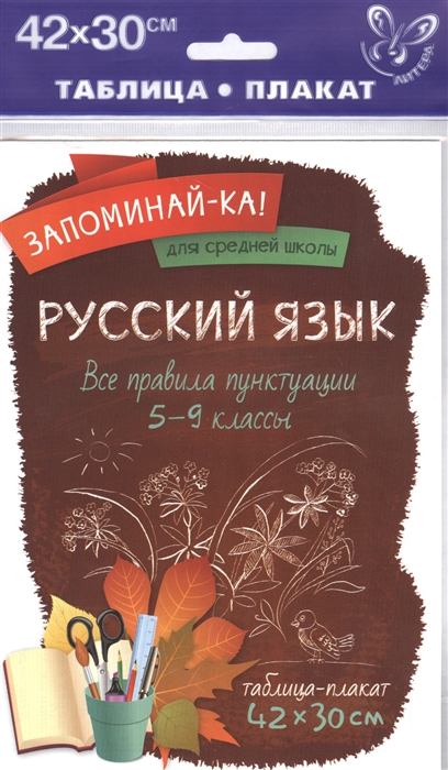 

Русский язык Все правила пунктуации 5-9 классы Таблица-плакат