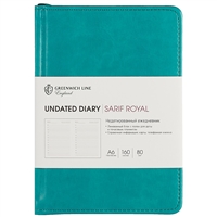 Ежедневник недат. А6 160л "Sarif Royal" бирюзовый, кожзам, тв.переплет, поролон, офсет, золотой срез, ляссе Ежедневник недат. А6 160л "Sarif Royal" бирюзовый, кожзам, тв.переплет, поролон, офсет, золотой срез, ляссе