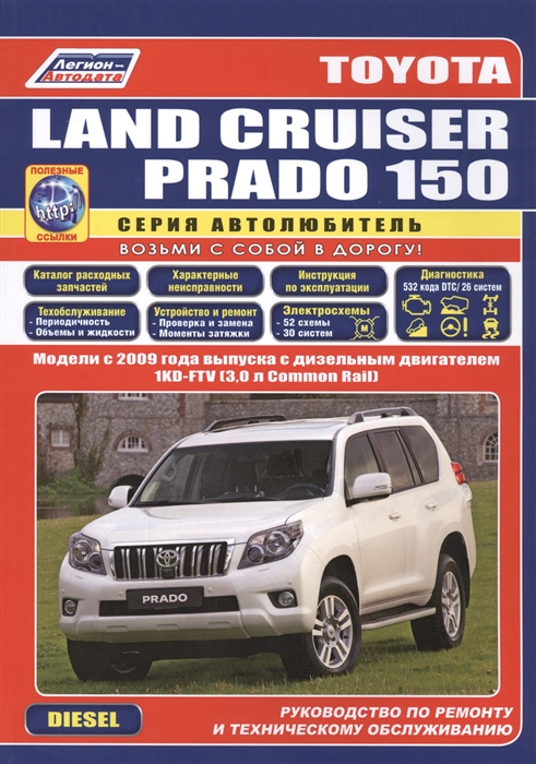 

Toyota Land Cruiser Prado 150 Модели c 2009 года выпуска с дизельным двигателем 1KD-FTV 3 0 л Common Rail Руководство по ремонту и техническому обслуживанию полезные ссылки