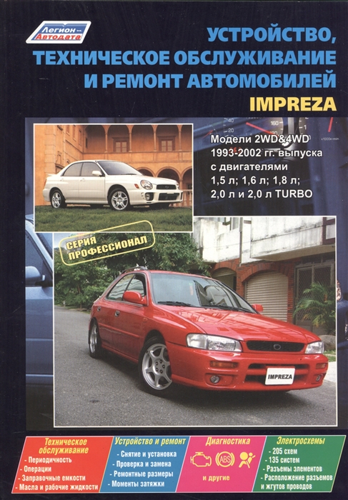

Subaru Impreza Модели с 1993-2002 гг выпуска с двигателями 1 5 л 1 6 л 1 8 л 2 0 л и 2 0 л Turbo Устройство техническое обслуживание и ремонт