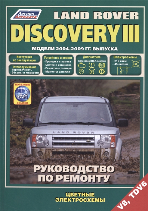 

Land Rover Discovery III Модели 2004-2009 гг выпуска с бензиновым V8 4 4 л и дизельным TDV6 2 7 л двигателями Руководство по ремонту и техническому обслуживанию полезные ссылки