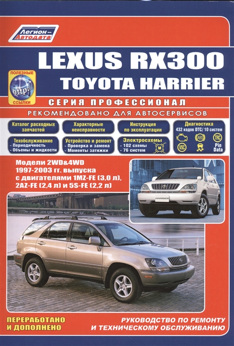 

Lexus RX300 Toyota HARRIER Модели 2WD 4WD 1997-2003 гг Руководство по ремонту и техническому обслуживанию
