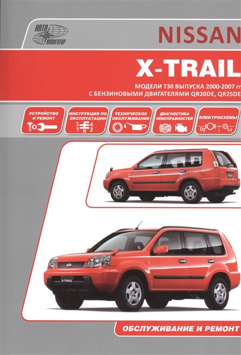 

Nissan X-Trail Модели T30 выпуска 2000-2007 гг с бензиновыми двигателями QR20DE QR25DE Устройство техническое обслуживание и ремонт