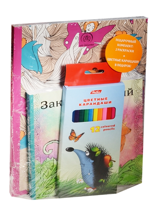 Страна фей Заколдованный лес Раскраски комплект из 2-х книг в упаковке коробка карандашей