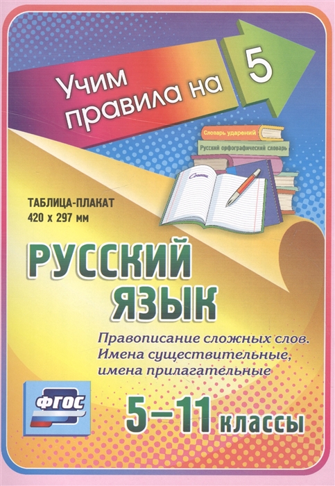 Русский язык Правописание сложных слов Имена существительные имена прилагательные 5-11 классы Таблица-плакат