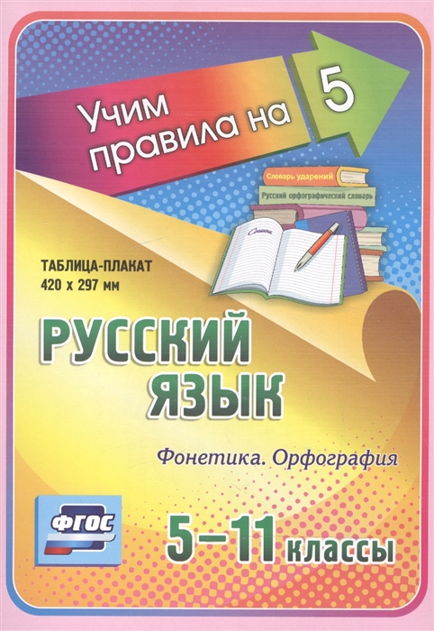 Русский язык Фонетика Орфография 5-11 классы Таблица-плакат