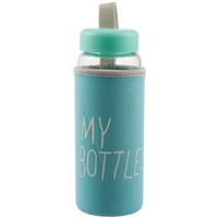 Бутылка в чехле My Bottle голубая (стекло) (500мл) Бутылка в чехле My Bottle голубая (стекло) (500мл)