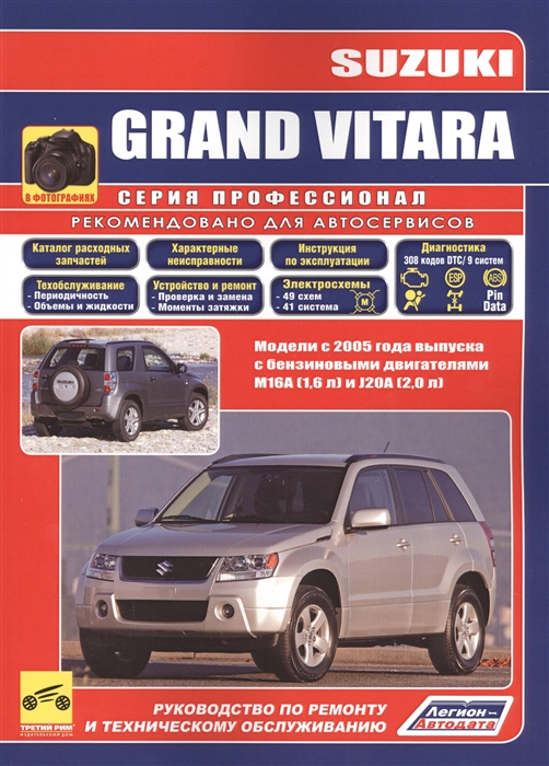 

Suzuki Grand Vitara Модели с 2005 года с бензиновыми двигателями M16A 1 6 л и J20A 2 0 л Руководство по ремонту и техническому обслуживанию