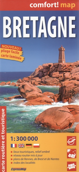 

Bretagne Бретань Ламинированная карта 1 300 000