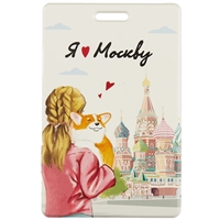 Чехол для карточек Москва Девочка с корги Чехол для карточек Москва Девочка с корги