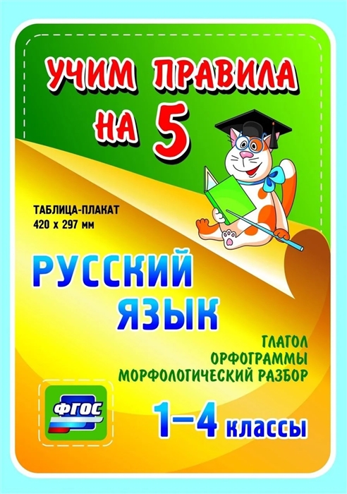 Русский язык Глагол Орфограммы Морфологический разбор 1-4 классы Таблица-плакат