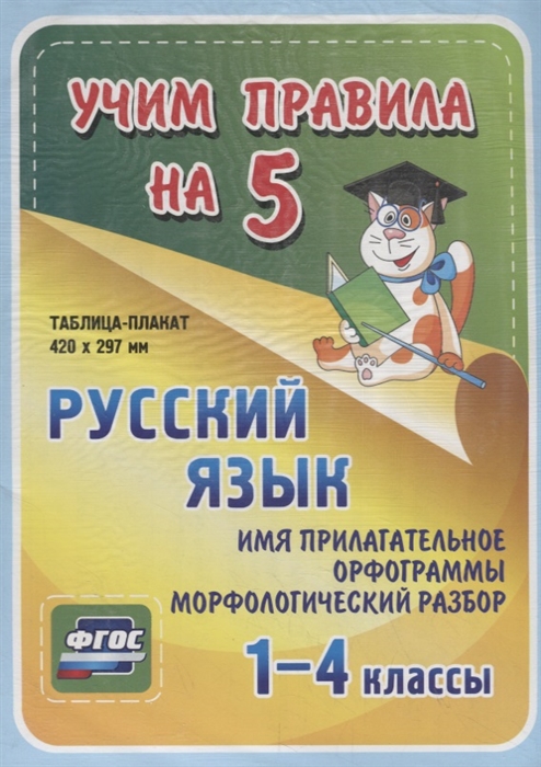 Русский язык Имя прилагательное Орфограммы Морфологический разбор 1-4 классы Таблица-плакат
