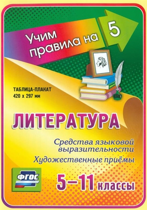 Литература Средства языковой выразительности Художественные приемы 5-11 классы Таблица-плакат 420х297