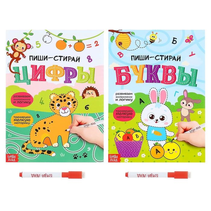 

Набор книг Пиши-стирай Буквы и цифры с маркерами комплект из 2 книг
