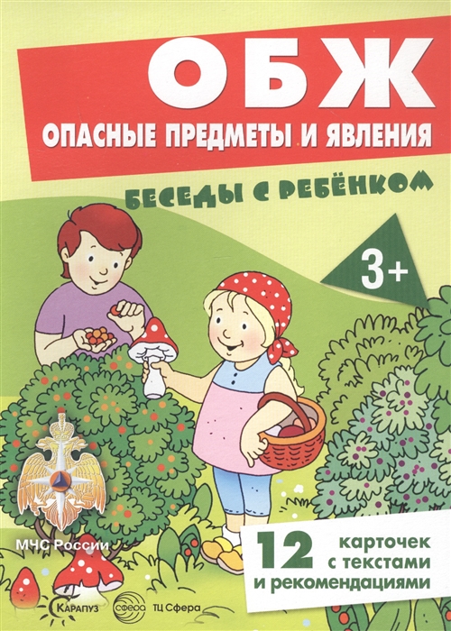 

ОБЖ Опасные предметы и явления Беседы с ребенком 12 карточек с текстами и рекомендациями